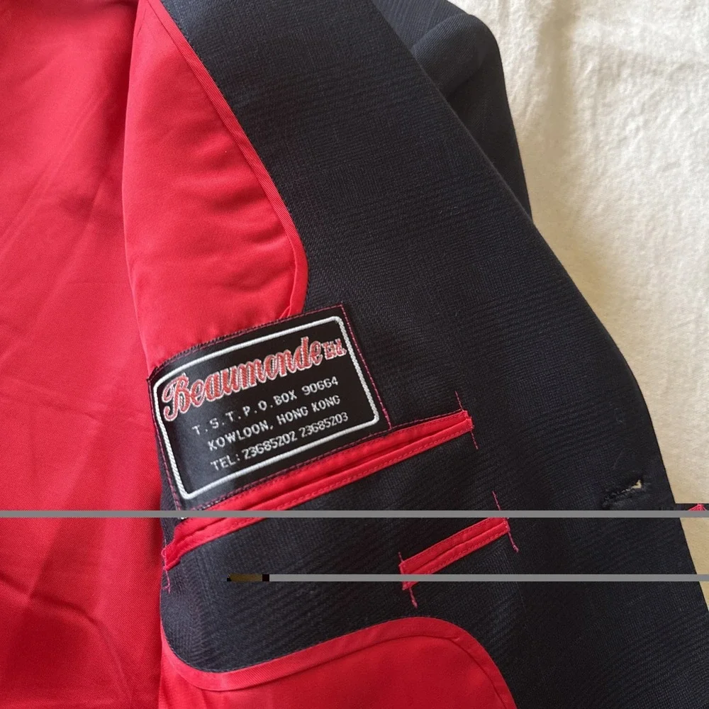 Custom Tailored Holland & Sherry Blue Plaid Wool Blazer 48